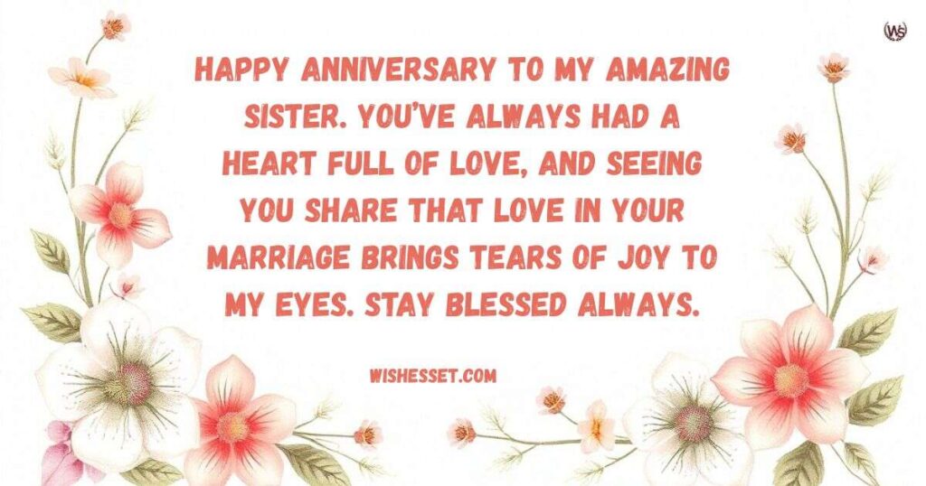 Emotional Anniversary Message for Sister from Brother