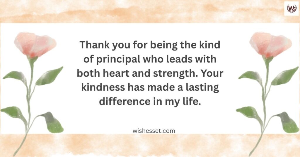 Warm Thank You Message to Principal